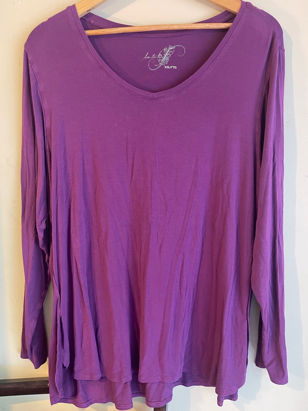 Purple Long-Sleeve V-Neck Top XXL